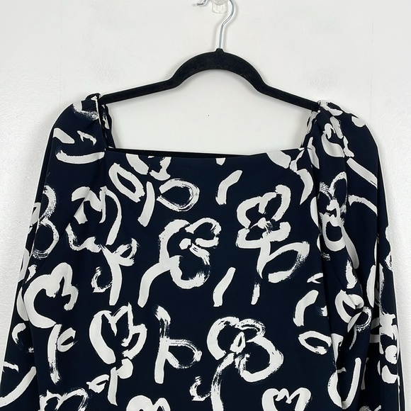 J Crew 365 Long Sleeve Womens 16 Square Neck Pullover Paint Stroke Print Tunic - Picture 8 of 10